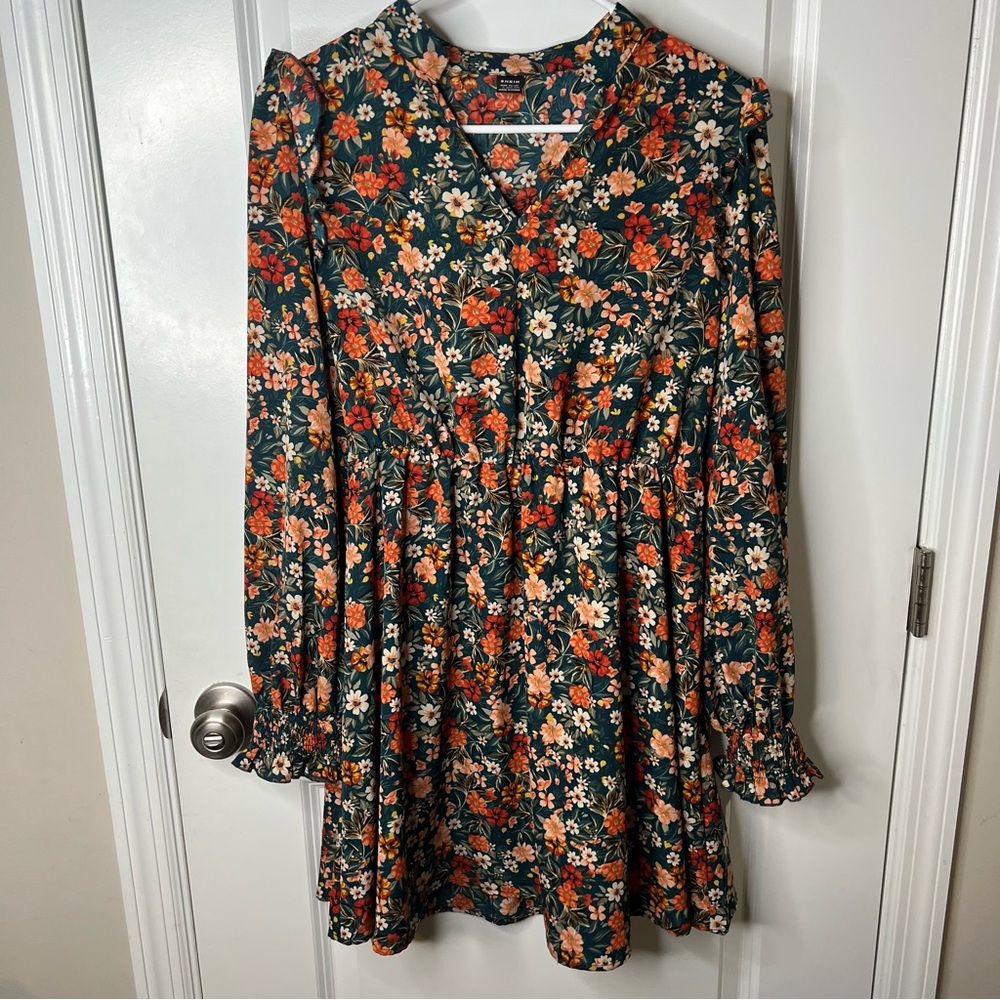 SHEIN Teal Floral Dress size Large